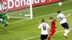 Mario Gomez scores for Germany against Portugal, Euro 2012, Lviv, June 9, 2012.